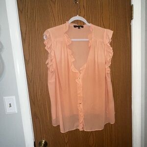 Eloquii Black and pink Ruffle Sleeve Blouse